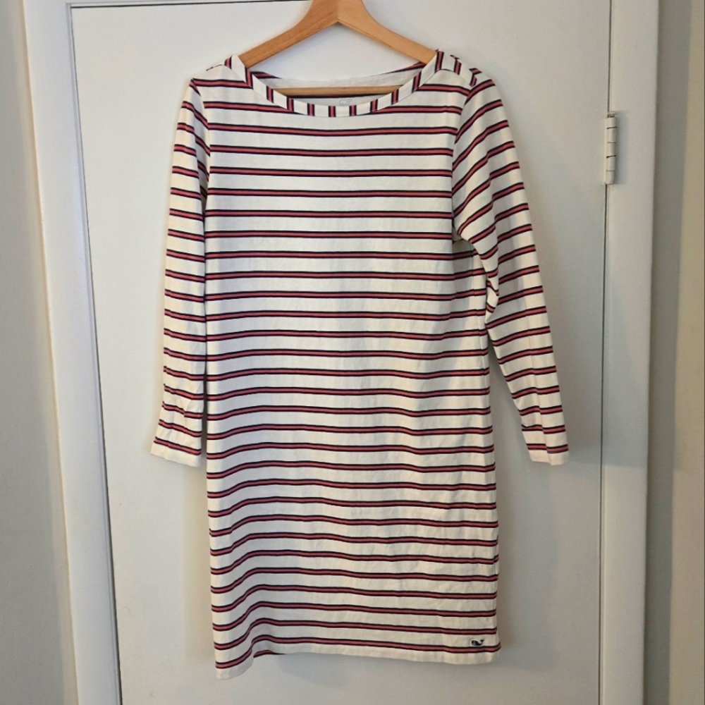 Vineyard Vines 100% Cotton Boatneck Stripe Dress Size Medium
